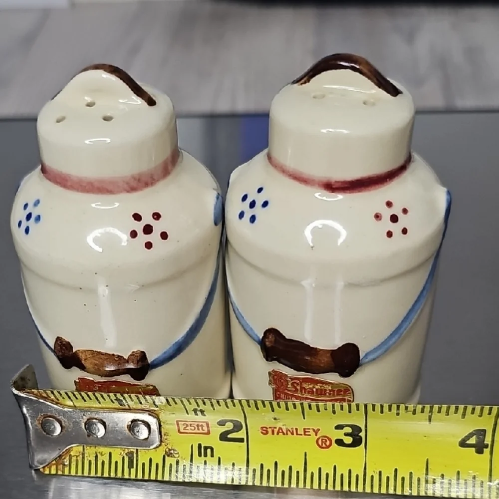 Vintage Shawnee Milk Cans Salt & Pepper Shakers‎ Hand Decorated China